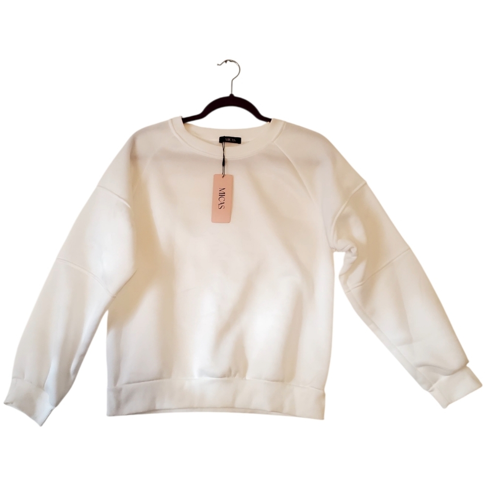 New Micas White Sweatshirt Top Size Small Women NWT